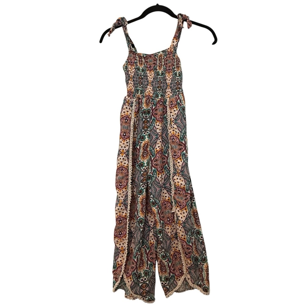 Xtraordinary Jumpsuit Youth Girls‎ M Square Neck Smocked Boho Coastal Festival